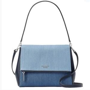 KATE SPADE LEILA MEDIUM FLAP DENIM SHOULDER BAG EUC